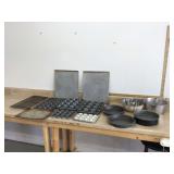 Various baking trays and pans
