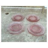 Fenton pink glass plates with diamond optic design