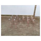 Etched pink glass stemware