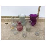 Assorted vases in basket