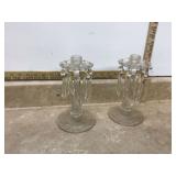 Glass candle holders with prisms