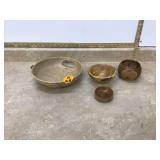 4 DECORATIVE WOODEN BOWLS - HOME DECOR