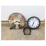 2 WALL CLOCKS AND ALRAM CLOCK