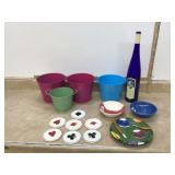 Metal buckets and household items