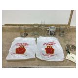 Vintage McDonalds collectibles including mugs cookie cutter and bags