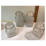 4 GLASS CANISTERS - KITCHEN   UTENSILS