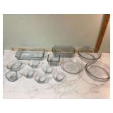 Vintage set of clear glass bakeware by Fire King