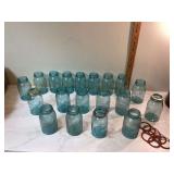 19 VINTAGE BLUE BALL JARS - GLASS