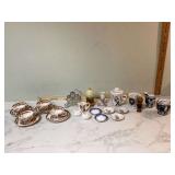 A collection of old china dishes