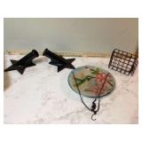 Set of flag pole holders bird bath suet feeder