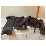 LEATHER BIKER’S JACKET AND CHAPS
