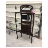 ANTIQUE 3 SHELF STAND WITH MIRRORS