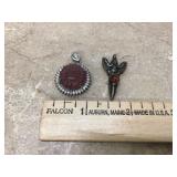 Gemstone pendants featuring strawberry quartz and garden quartz beads