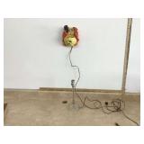 Vintage Mid Century Modern Pottery Wall Pocket Lamp and Lamp Base This unique