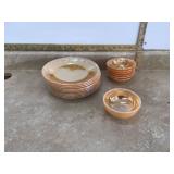 Collection of retro peach-colored Fire King dishes