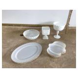 VARIOUS MILK GLASS PIECES - GLASS