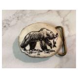 BEAR WITH FISH BELT BUCKLE