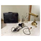 Leather portfolio clip-on lamp desk lamp and 2 ladies