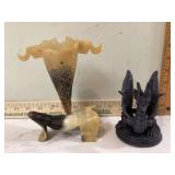 Dragon-themed horn cup with matching tealight candleholder