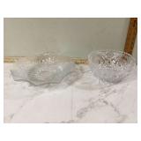 Vintage pressed & cut glass bowls ruffled design