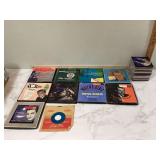 Retro vinyl records and holiday CDs