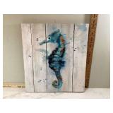 WOODEN SEAHORSE WALL ART - HOME DECOR