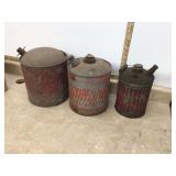 3 VINTAGE FUEL CANS - TOOLS