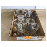 Vintage barware set with frosted glass and gold leaf accents from mid-