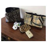 Animal print tote bag and Burberry tote bag (non-authenticated)