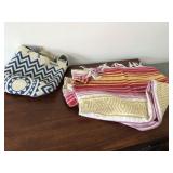 Colorful striped blanket and bag