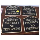 Metal signs private property no trespassing