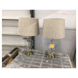 Set of Vintage Mid Century Modern Clear Glass Table Lamps- Crafted