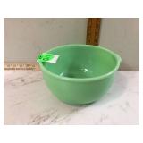 Green glowing glass mixing bowl