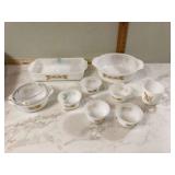 Vintage glass dinnerware with wheat motif