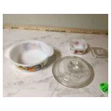 Retro Fire King casserole dish with fridge box