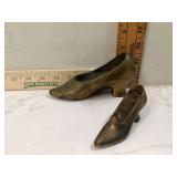 Antique brass shoe pin cushion