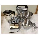 Vintage Hamilton Beach stand mixer and Osterizer blender - both functional