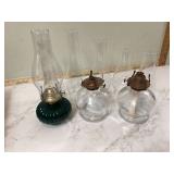 Retro Oil Lamps with Additional Glass Chimneys - Mid Century Modern