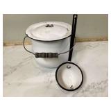 Enamelware stock pot and ladle