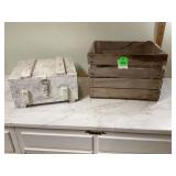 Box and crate made of wood with handles