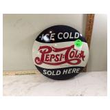 ROUND METAL PEPSI-COLA SIGN