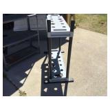 Metal shelf with plastic tool organizer