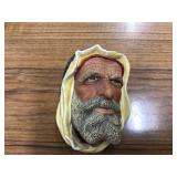 Vintage chalkware wall plaque Bossons England Syrian Arab Man 