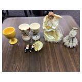 Japanese egg cups and vintage beaded angel figurines
