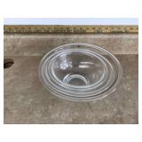 Set of three clear Pyrex bowls