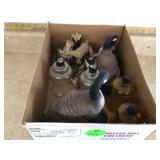 Geese figurines candle globe hunter deer figurines