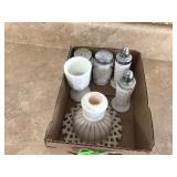 White glass set for table decor
