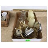 Glass lamp globes make up mirror tea pots wire basket