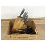 Full set of high-quality knives in a wooden block
