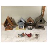Bird houses and figurines for decoration